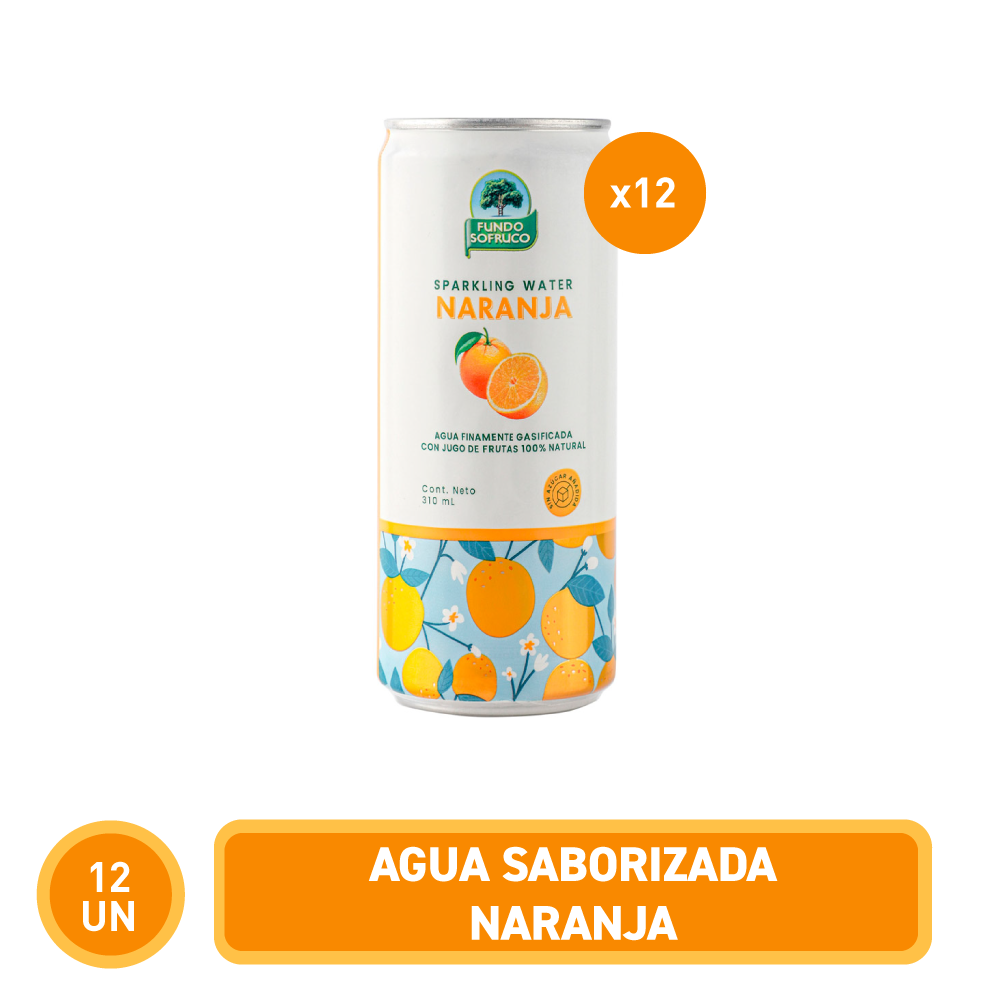 Agua Saborizadas Naranja 310 ml (12 unidades)
