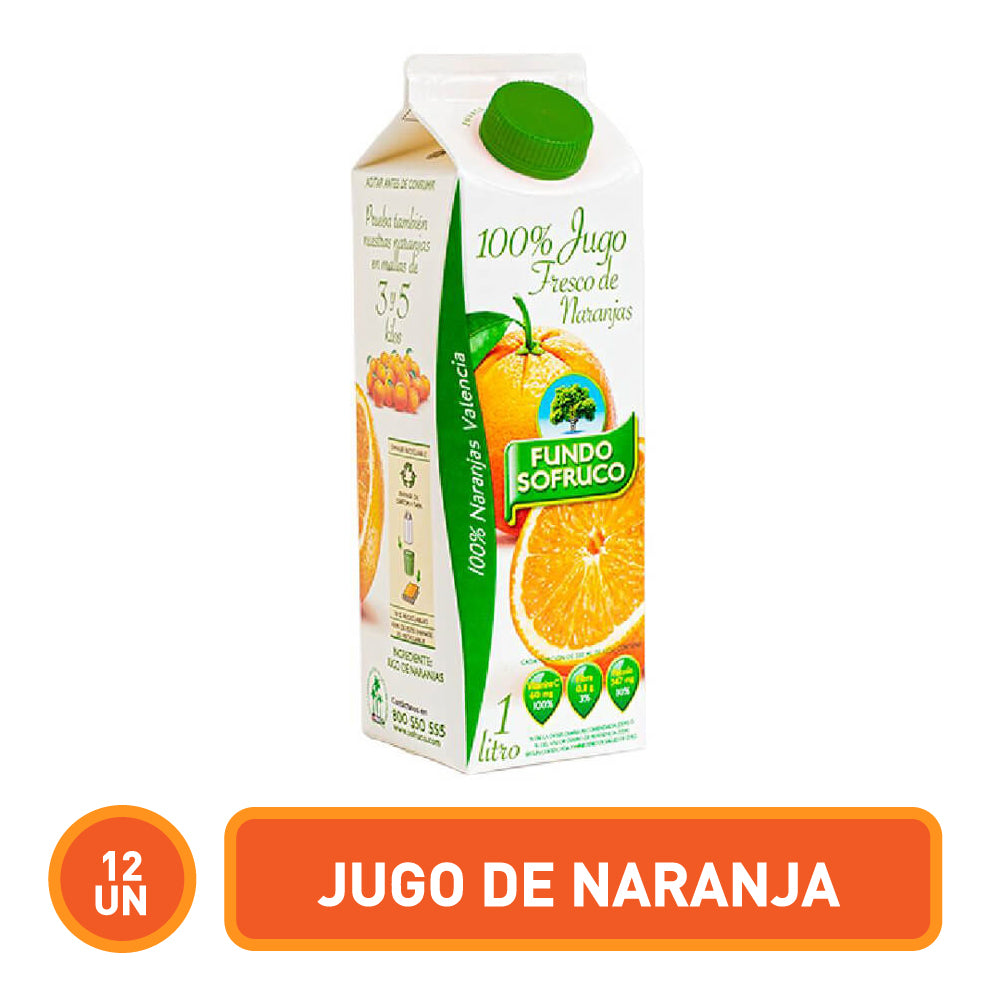 Jugo 100% Natural de Naranja 1 Litro (12 Unidades)