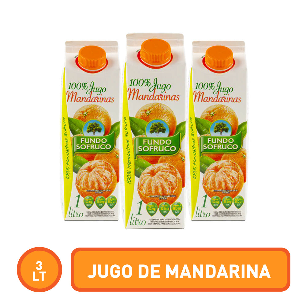 Jugo 100% Natural de Mandarina 1 Litro (3 Unidades)