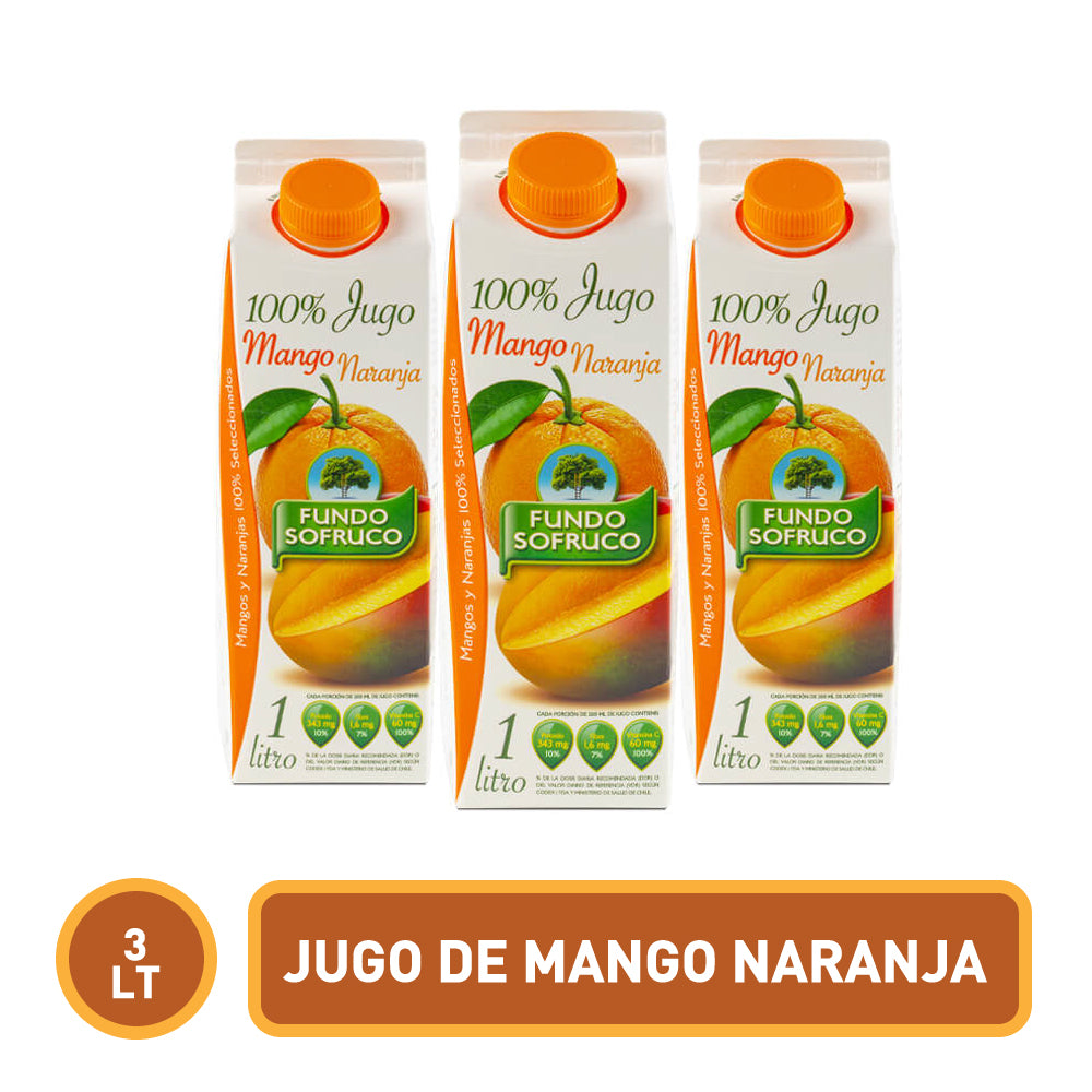 Jugo 100% Natural de Mango Naranja 1 Litro (3 Unidades)