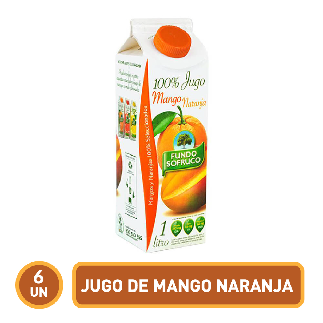 Jugo 100% Natural de Mango Naranja 1 Litro (6 Unidades)